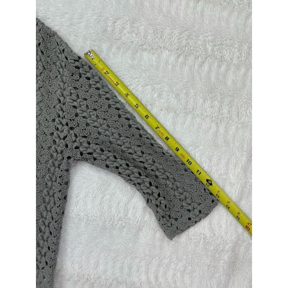 Staring at Stars Urban Outfitters Crochet Top Small Gray Sheer Half Sleeve - Picture 9 of 9